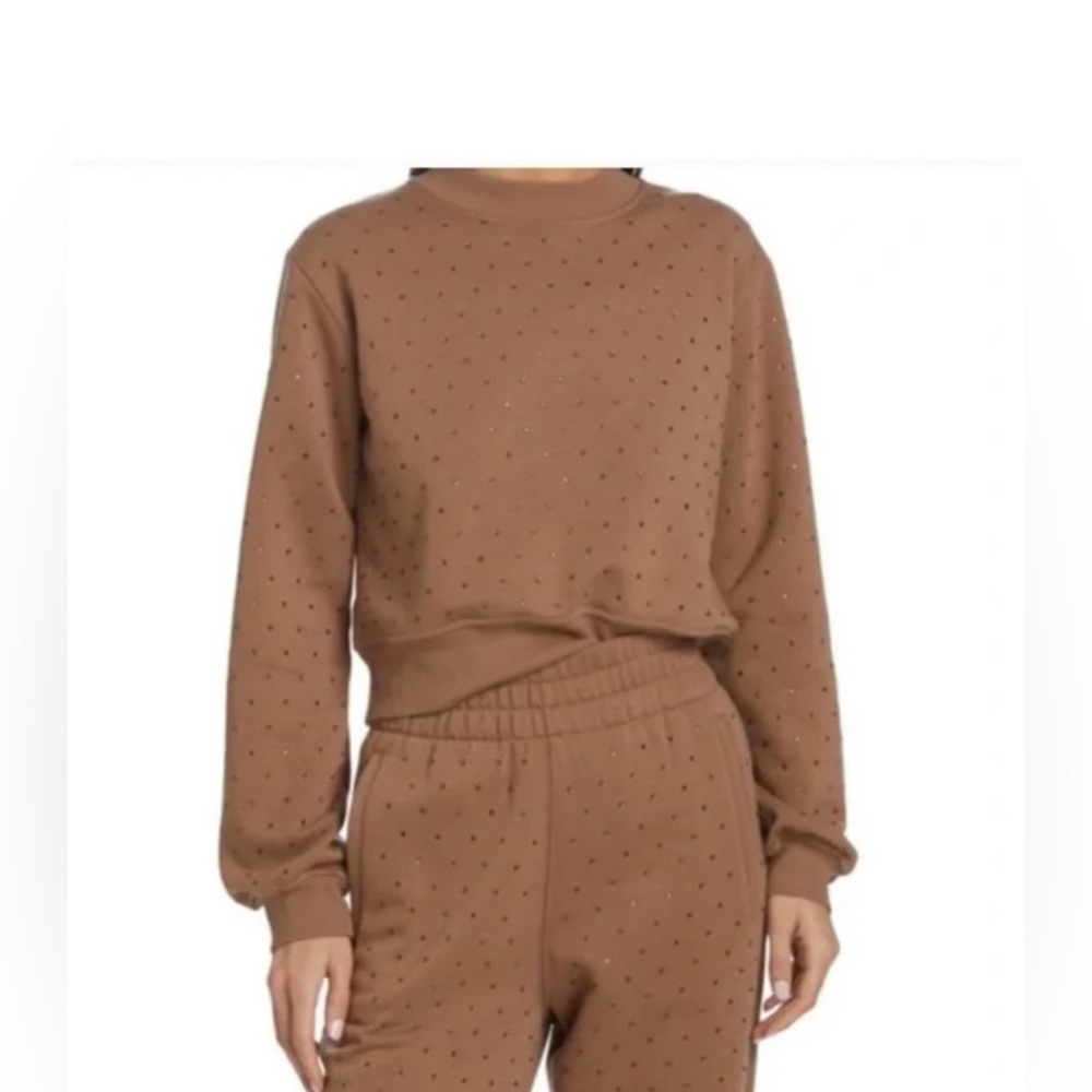 Generation Love Julie Crystal embellished pullover sweatshirt in mink